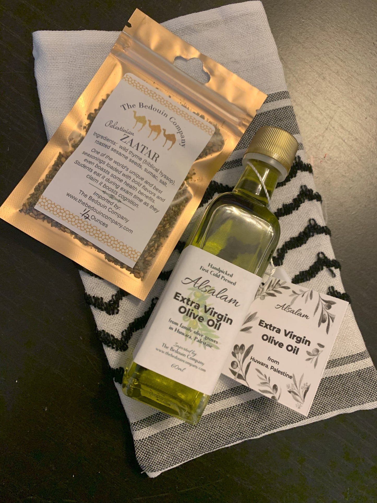 CUSTOM ORDER 12 Units of Palestinian Olive Oil and Palestinian Zaatar In Gift Bag