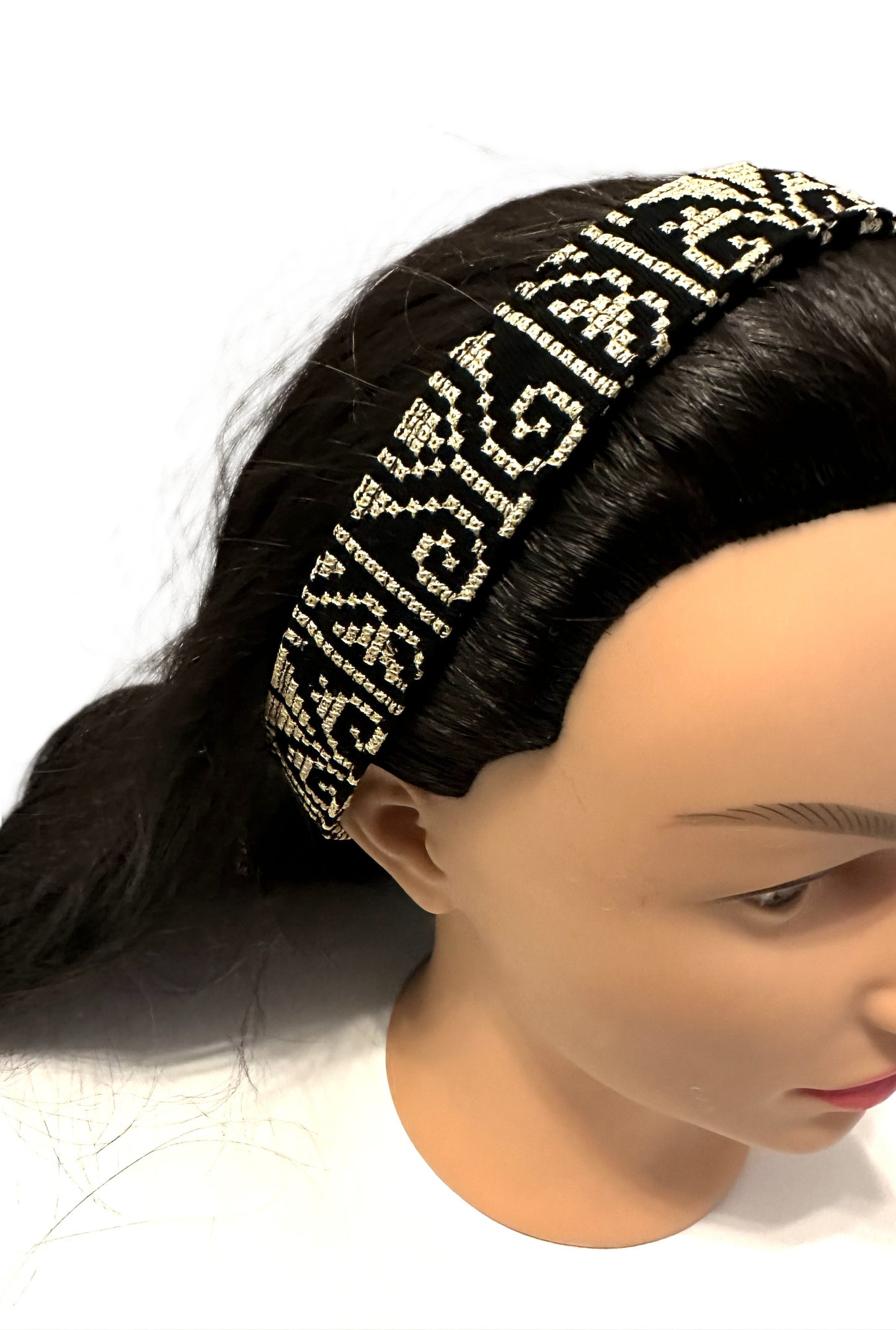 Gold and Black Tatreez Headband, with Elastic