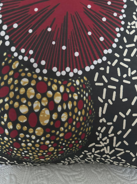 African Ankara Fabric Dotted Starburst Pillow Cover, 18 x 18 inches