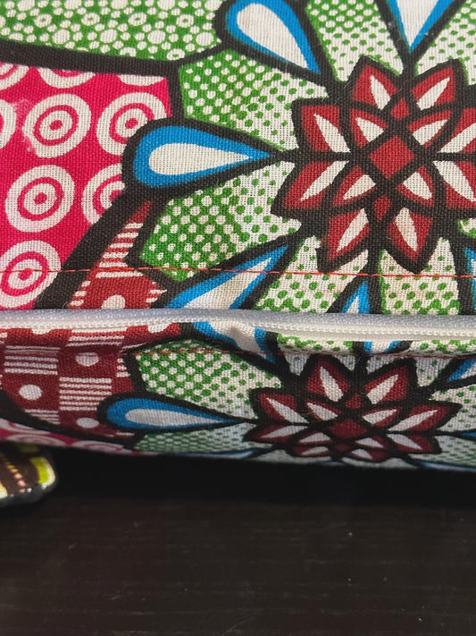 African Ankara Fabric Strawberry Pillow Cover, 16 x 16 inches