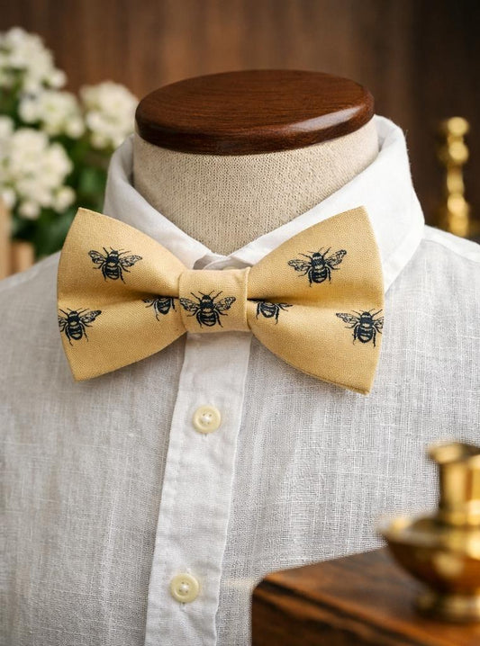 Mellow Yellow Bee Bow Tie, Clip On