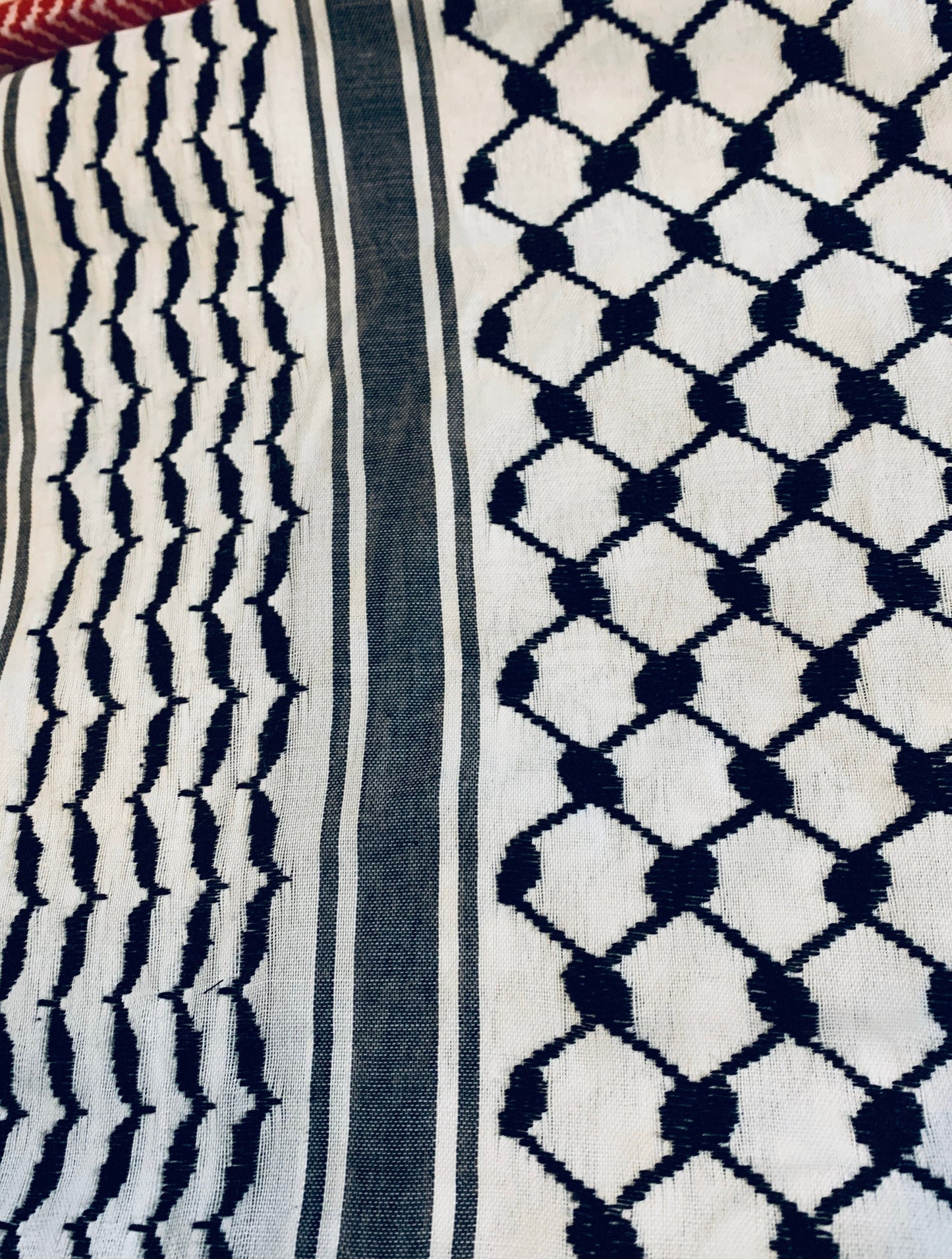 Fabric: Palestinian (Black/White) Keffiyeh Fabric from Jordan, Fabric for Crafts and Sewing
