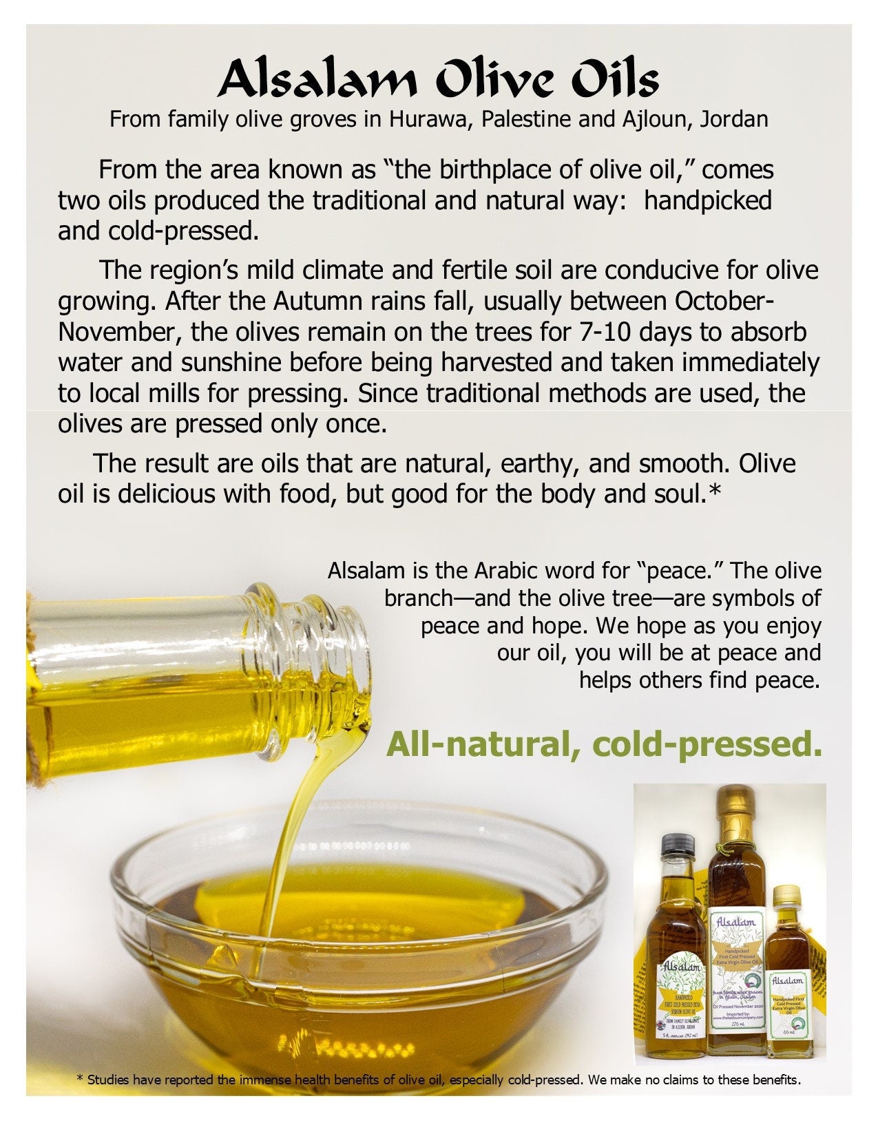 November 2024 Harvest: 250 ml Jordanian Olive Oil, Jordanian Zaatar with Jar to Mix and Store Zaatar Spread