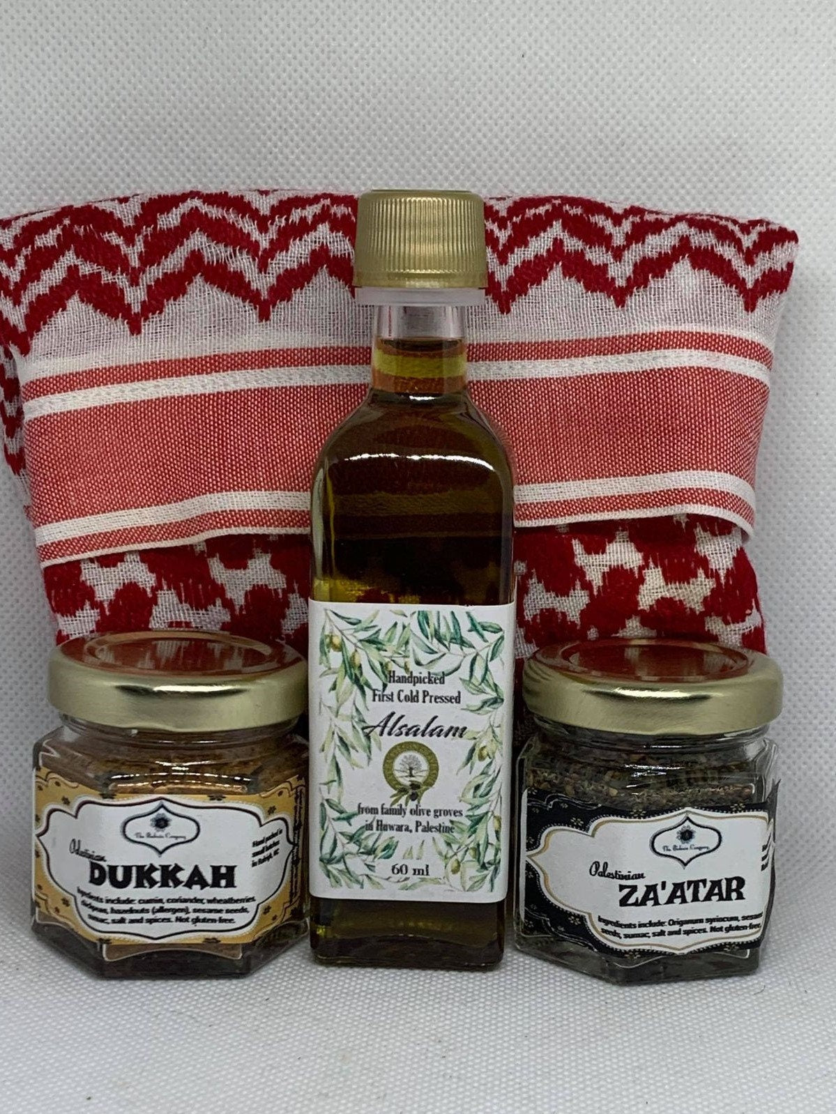 Set of 12 - Palestinian Olive Oil, Palestinian Zaatar and Dukkha