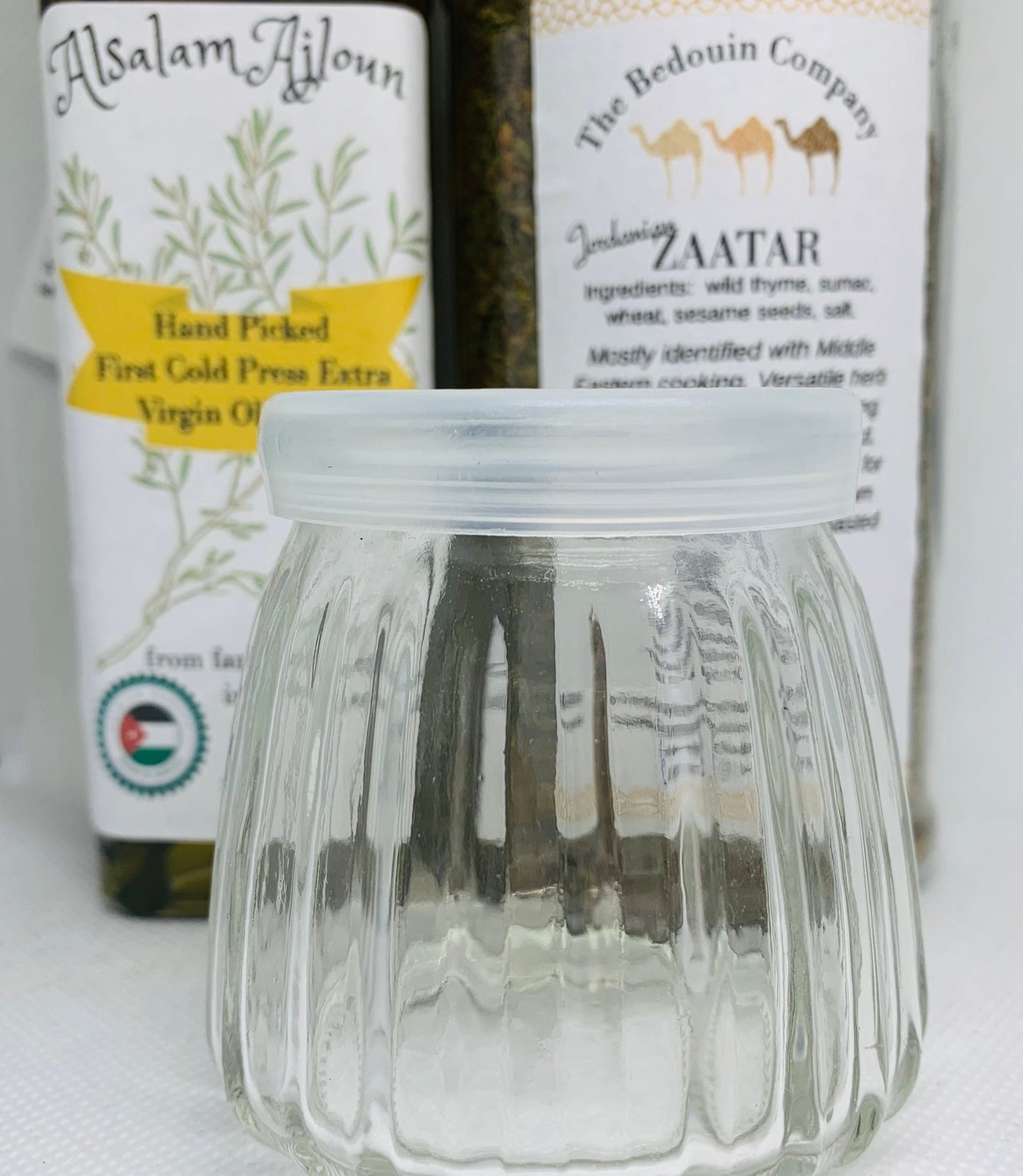 November 2024 Harvest: 250 ml Jordanian Olive Oil, Jordanian Zaatar with Jar to Mix and Store Zaatar Spread