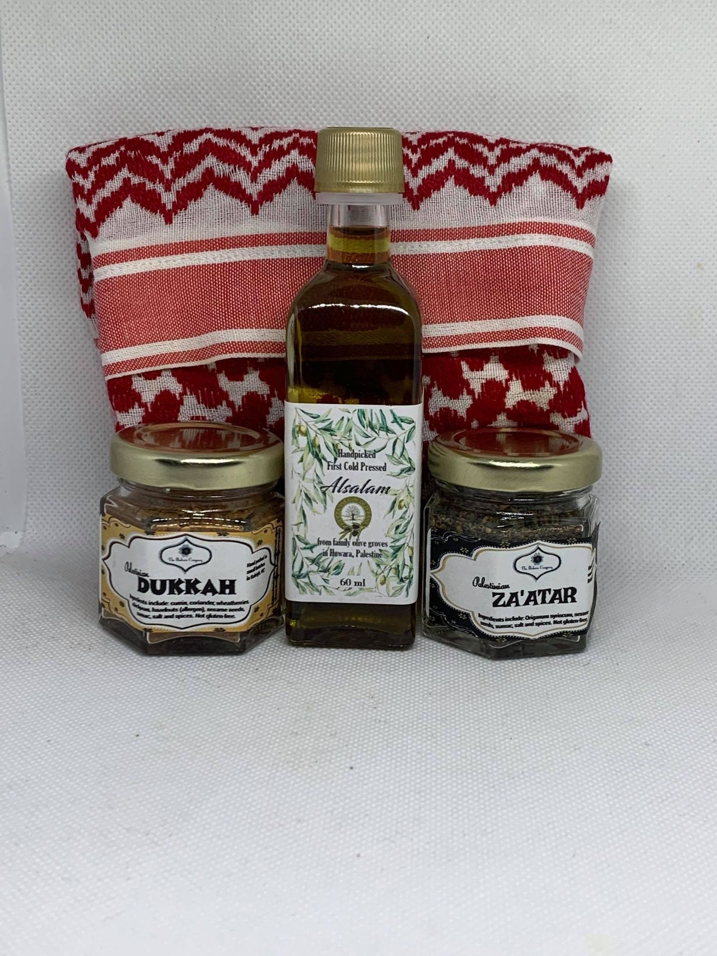 Set of 12 - Palestinian Olive Oil, Palestinian Zaatar and Dukkha