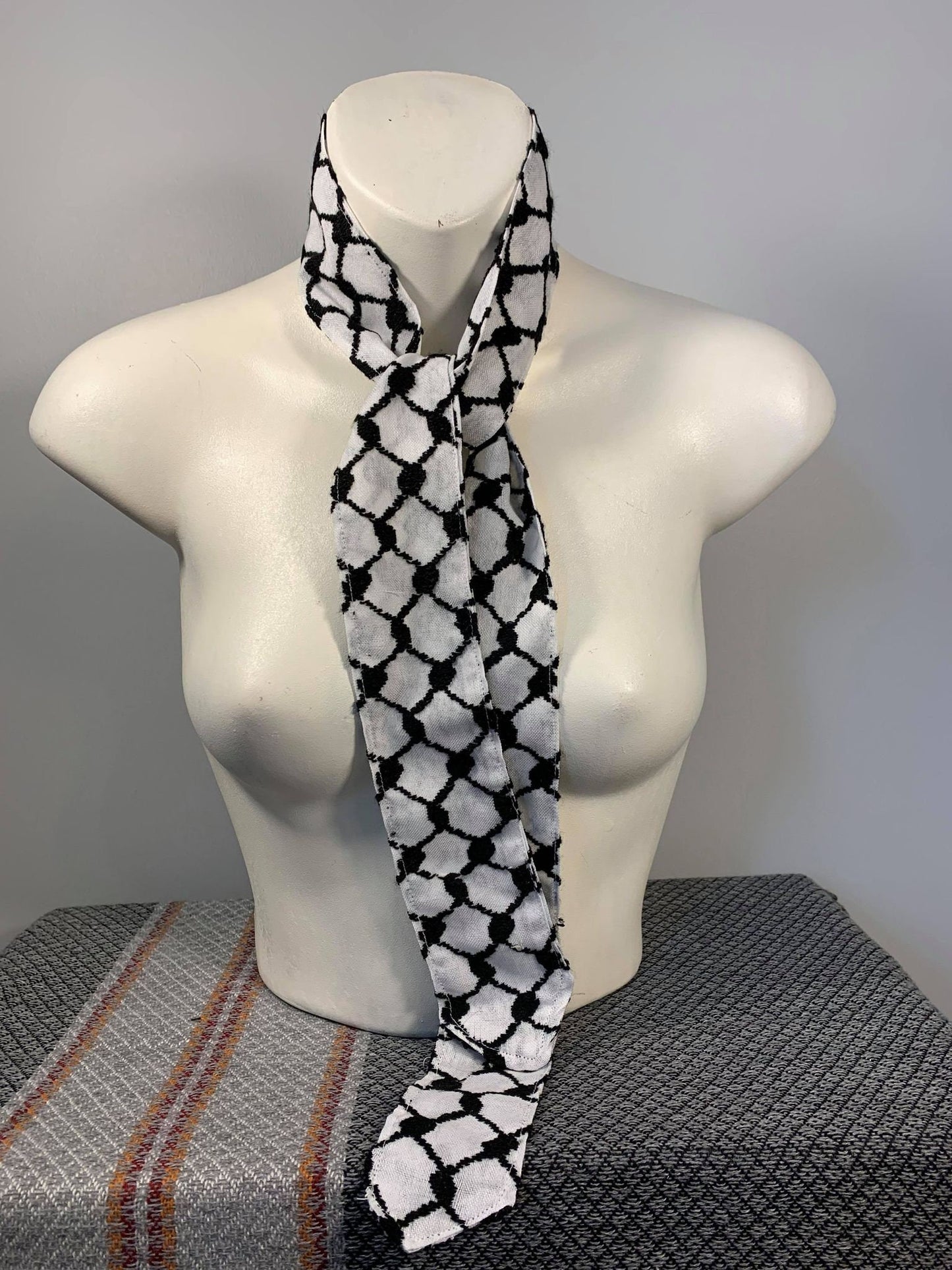 Hair Tie, Palestinian Keffiyeh Small Neck Scarves/Belt, Authentic Fabric (Not Printed)