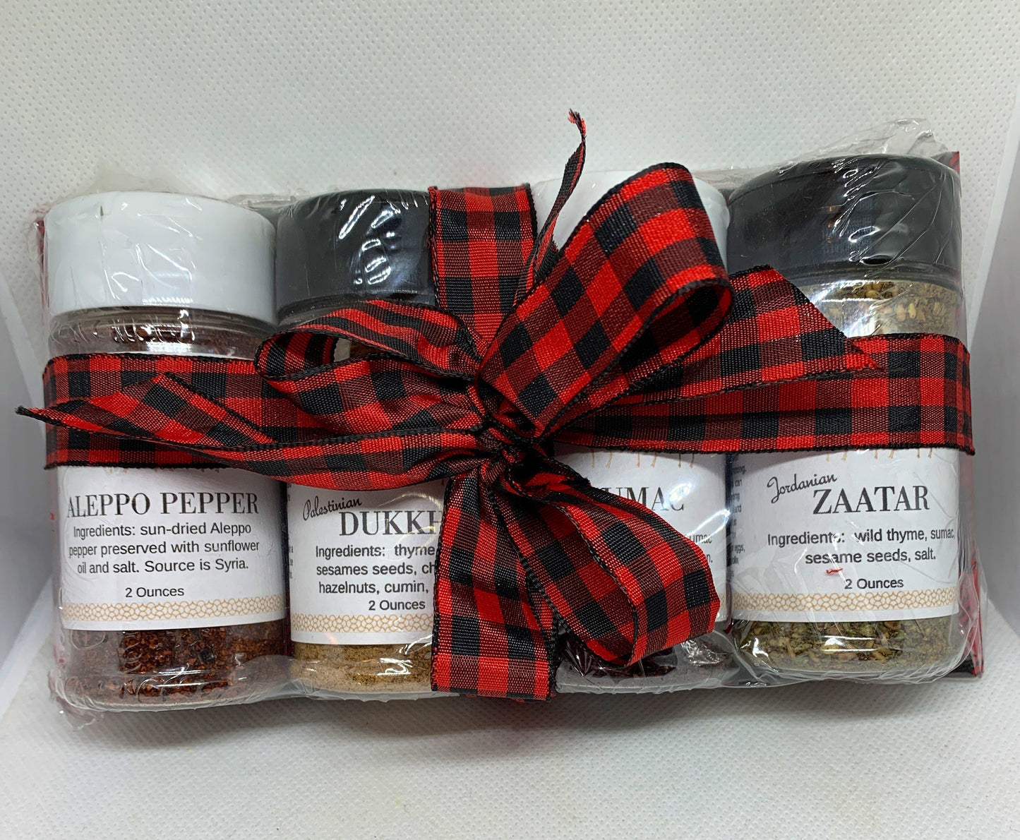 Set of Middle Eastern Spices:  Zaatar, Aleppo Pepper, Sumac and Dukkha
