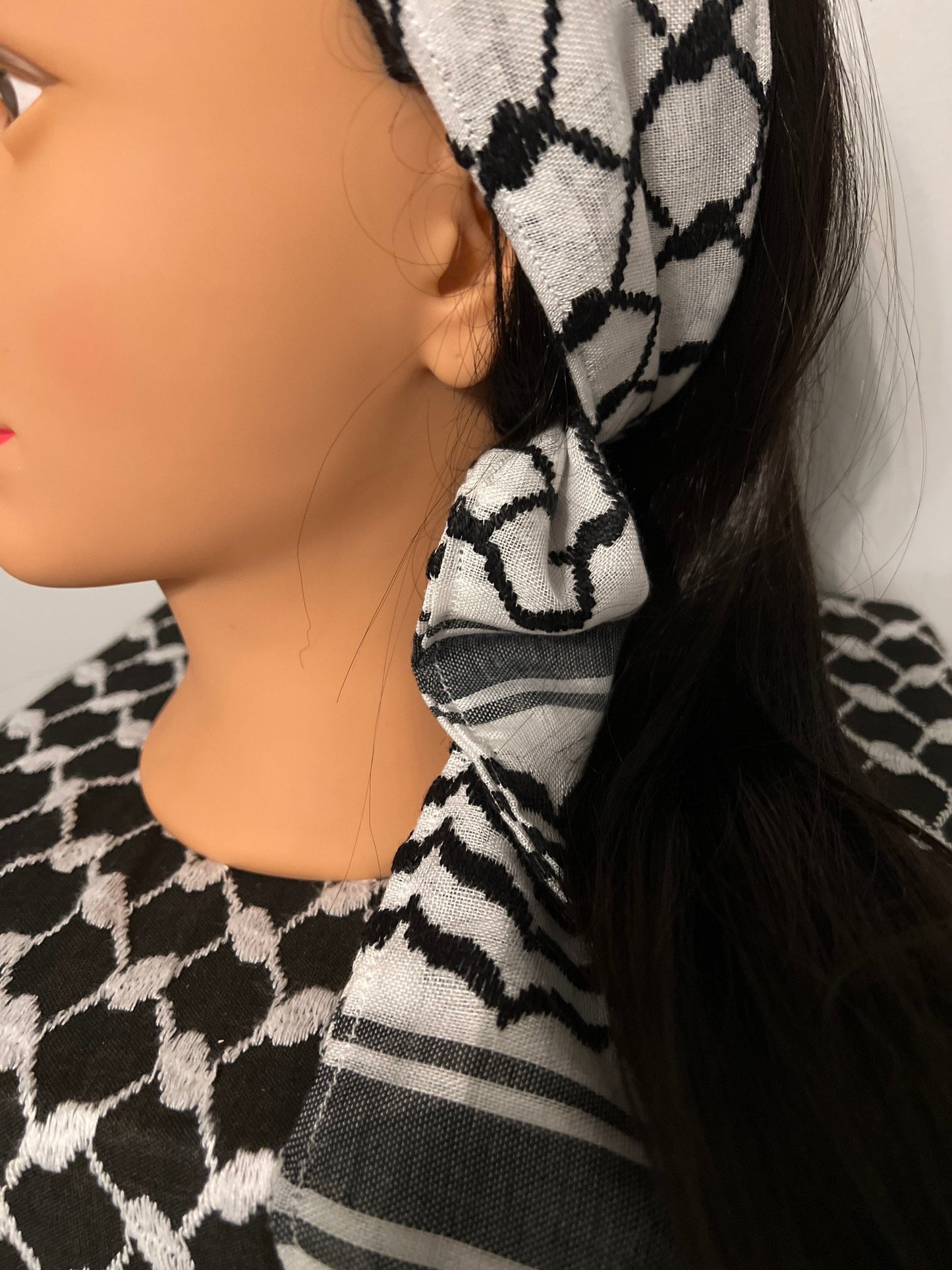 Hair Tie, Palestinian Keffiyeh Small Neck Scarves/Belt, Authentic Fabric (Not Printed)