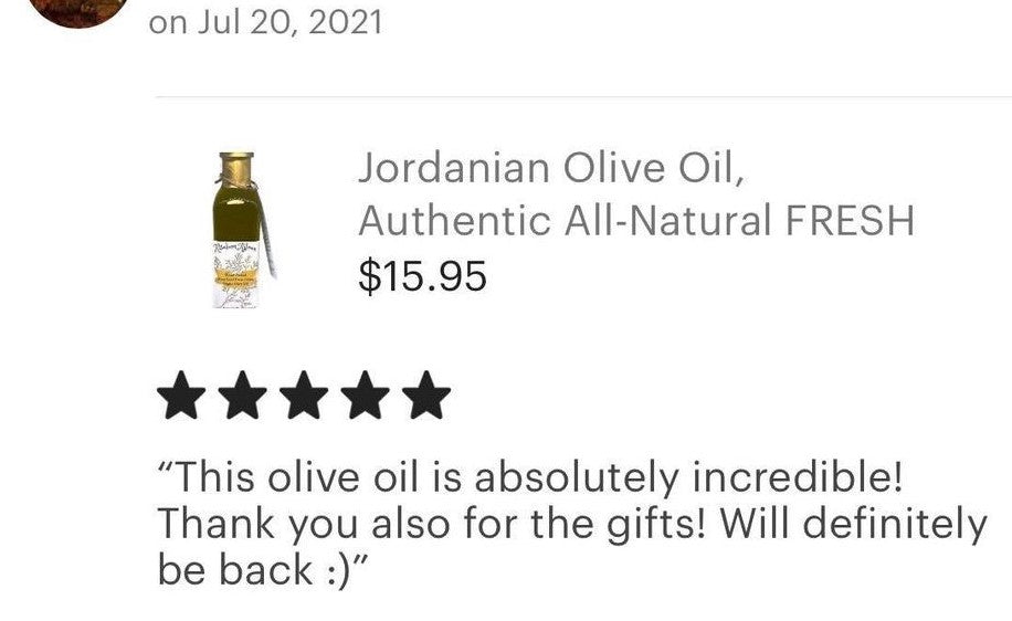 November 2023 Harvest Jordanian Olive Oil, Authentic, Natural, First Cold-Pressed, 250 ml