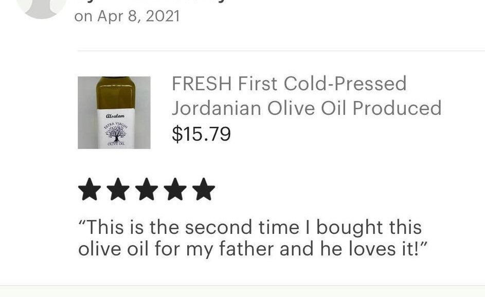 November 2023 Harvest Jordanian Olive Oil, Authentic, Natural, First Cold-Pressed, 250 ml