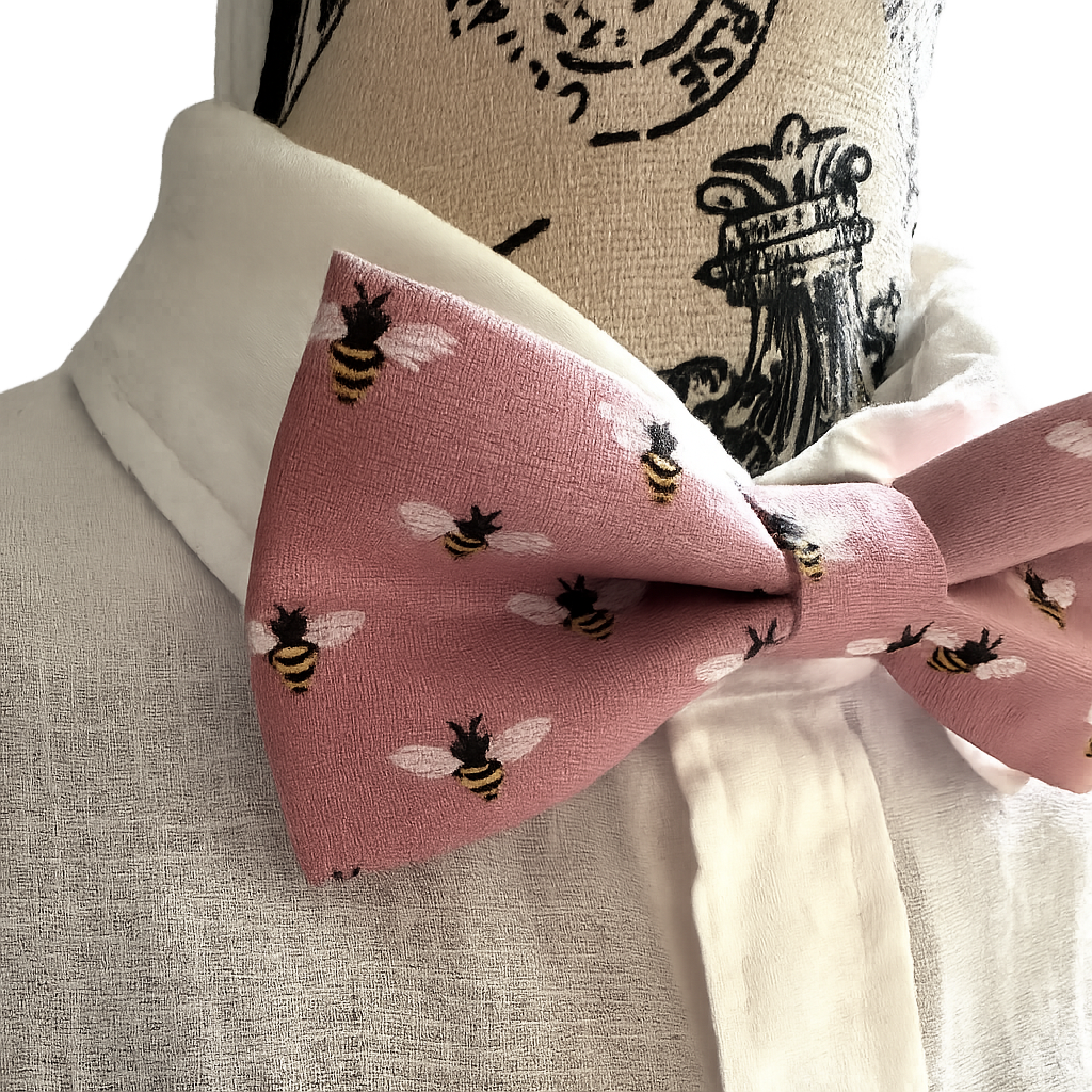 Bee Bow Tie, Pink, Adjustable Neck Strap