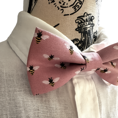 Bee Bow Tie, Pink, Adjustable Neck Strap