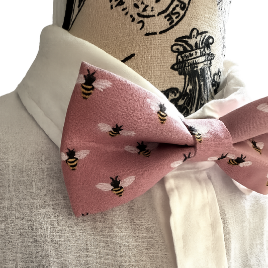 Bee Bow Tie, Pink, Adjustable Neck Strap