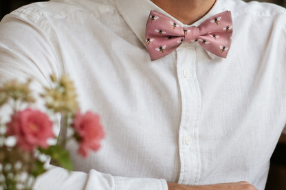 Bee Bow Tie, Pink, Adjustable Neck Strap