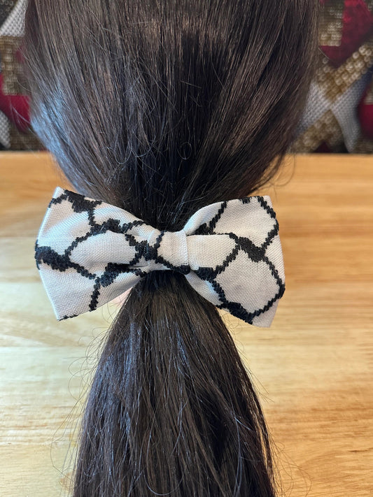 Girl's Hair Bow on Elastic, Authentic Palestinian Keffiyeh