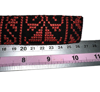 Red and Black Tatreez Headband, with Elastic