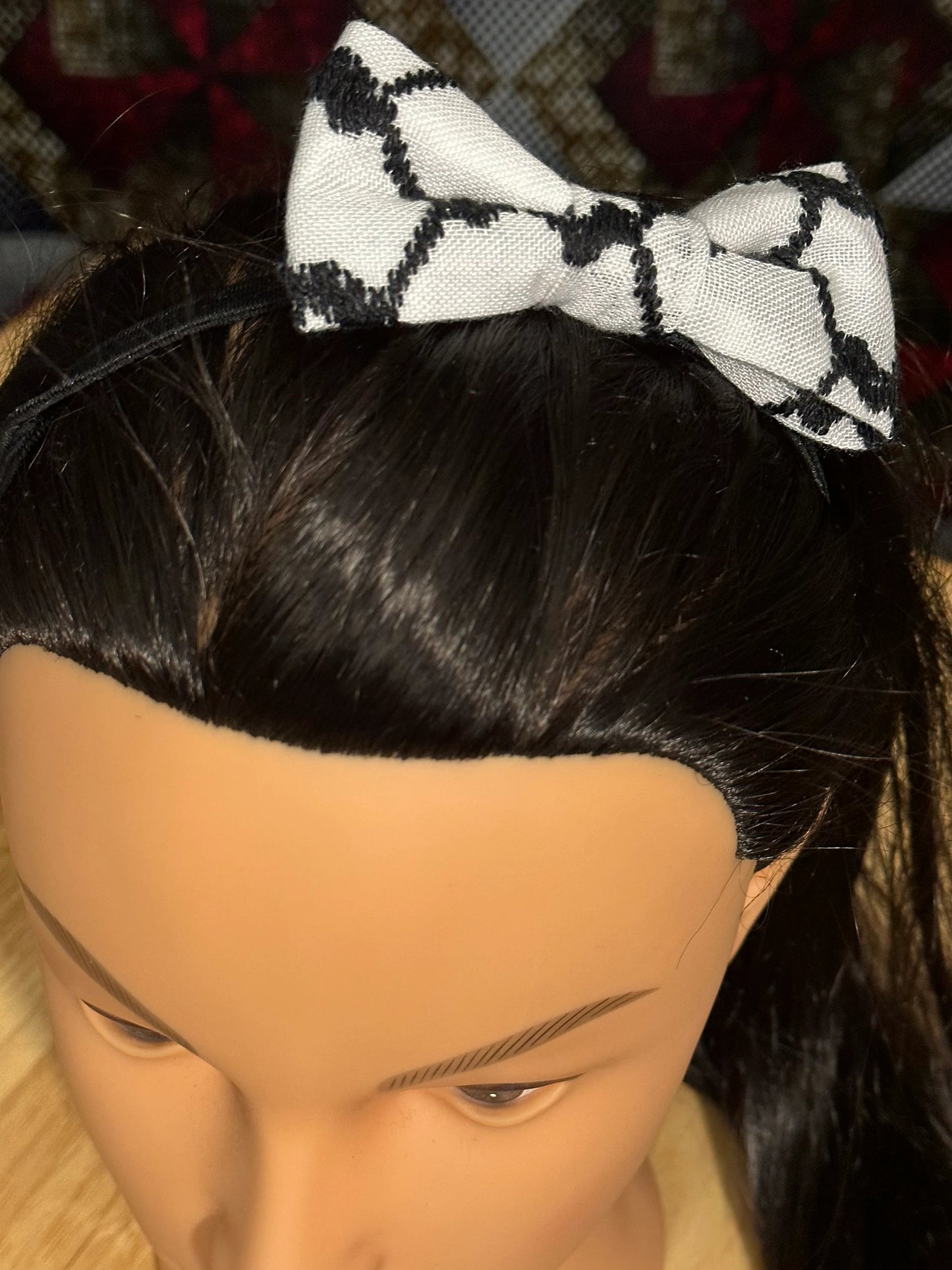 Girl's Hair Bow on Elastic Headband, Authentic Palestinian Keffiyeh
