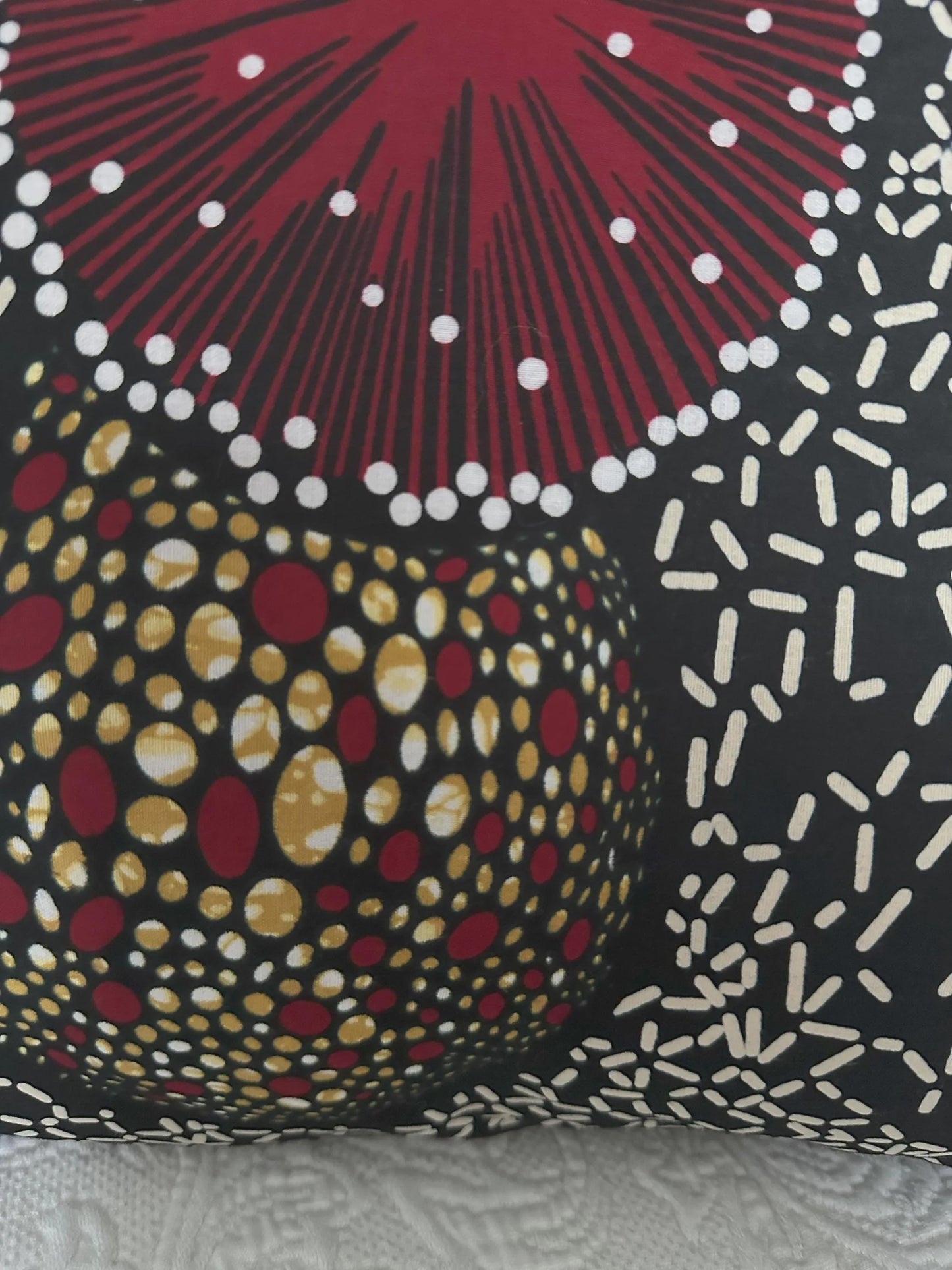 African Ankara Fabric Dotted Starburst Pillow Cover, 18 x 18 inches