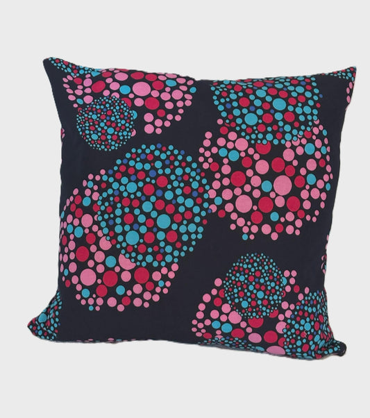 African Ankara Fabric Million Circle Starburst Pillow Cover, 18 x 18 inches