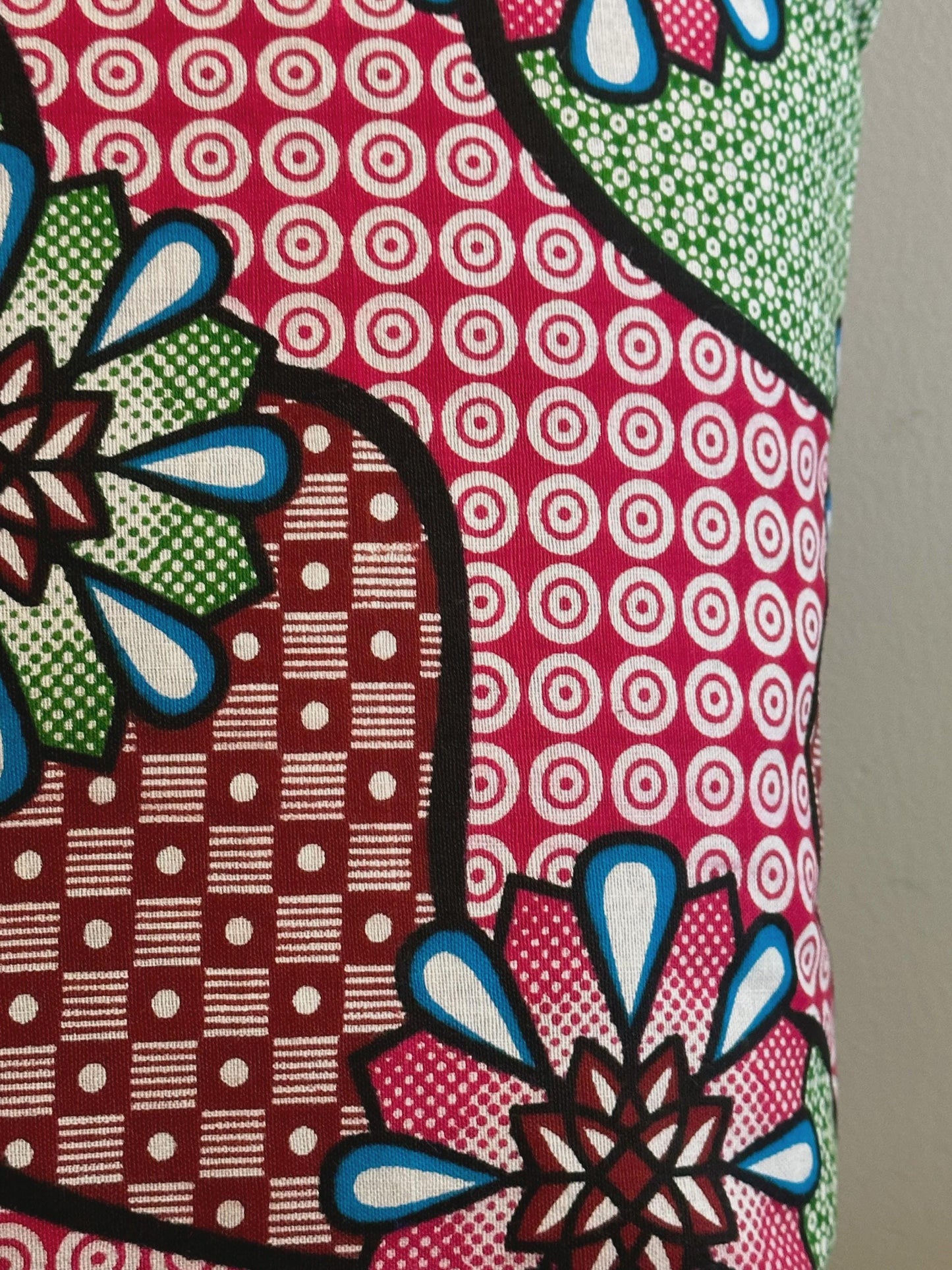 African Ankara Fabric Strawberry Pillow Cover, 16 x 16 inches
