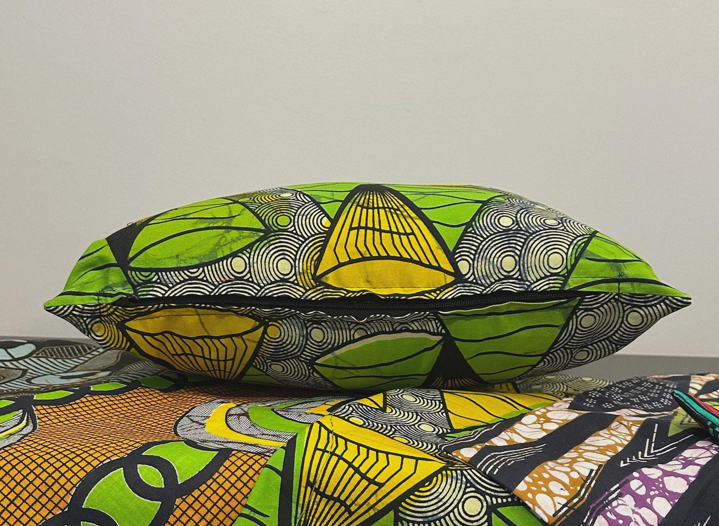 African Wax Print Conical Fabric Pillow Cover, 18 x 18 inches