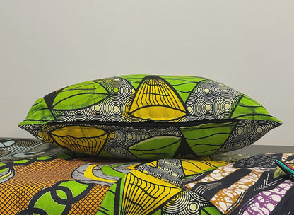 African Wax Print Conical Fabric Pillow Cover, 18 x 18 inches