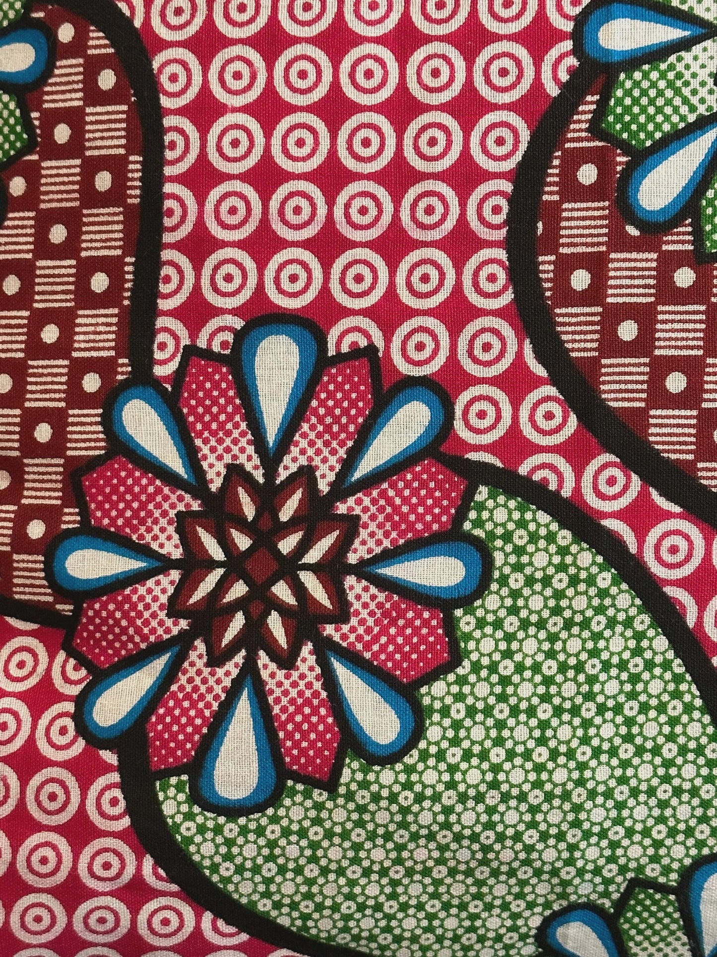 African Ankara Fabric Strawberry Pillow Cover, 16 x 16 inches