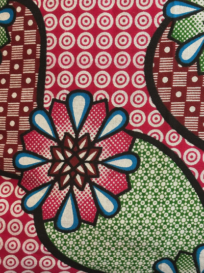African Ankara Fabric Strawberry Pillow Cover, 16 x 16 inches