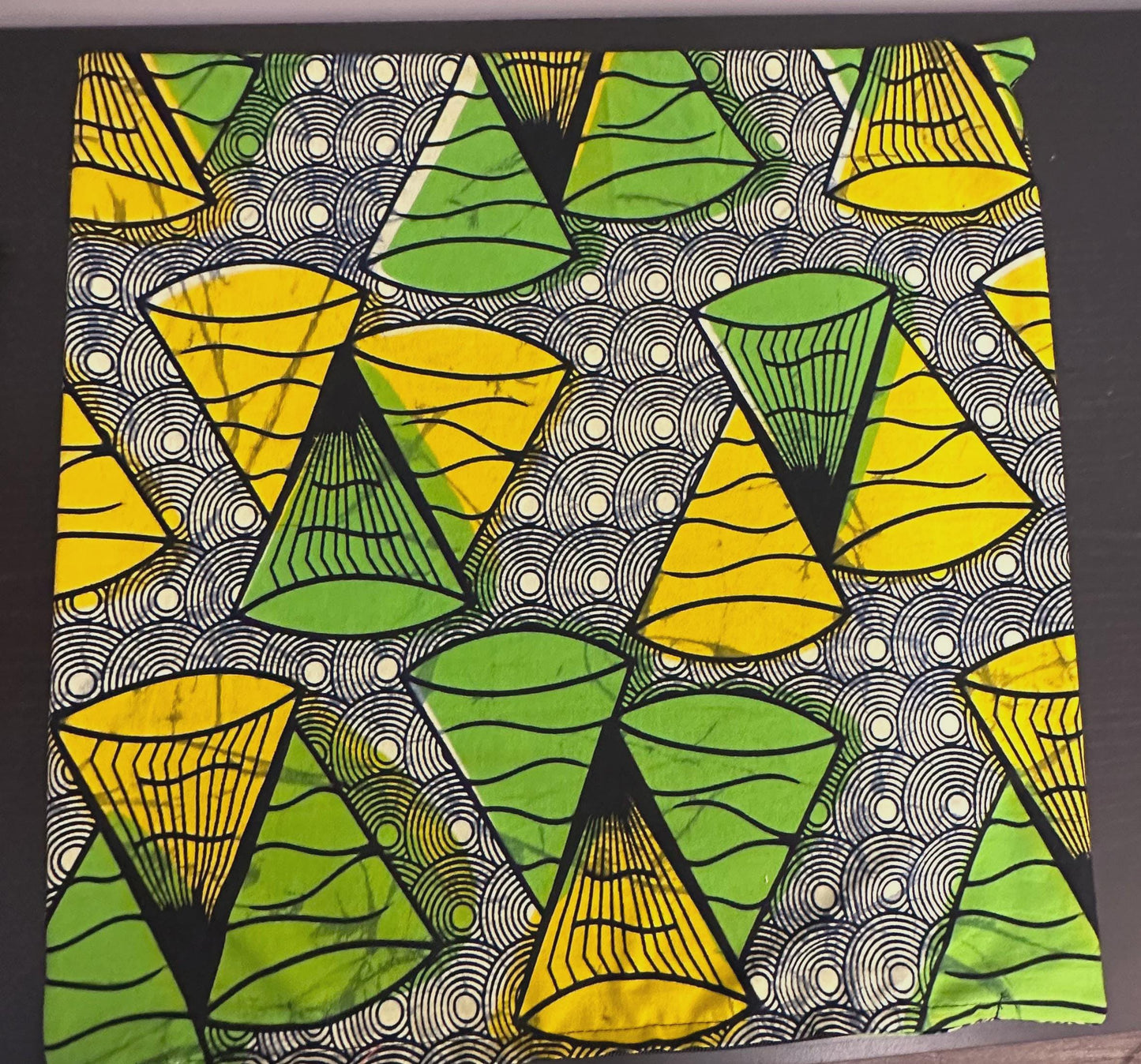 African Wax Print Conical Fabric Pillow Cover, 18 x 18 inches