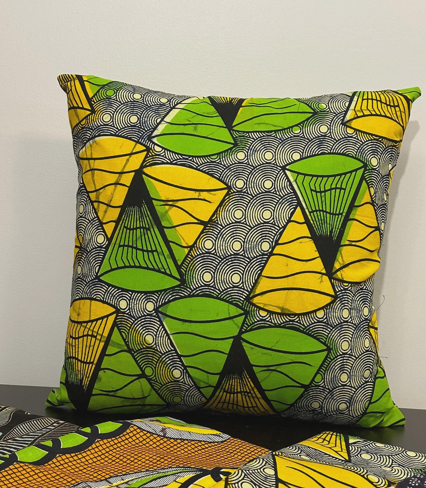 African Wax Print Conical Fabric Pillow Cover, 18 x 18 inches