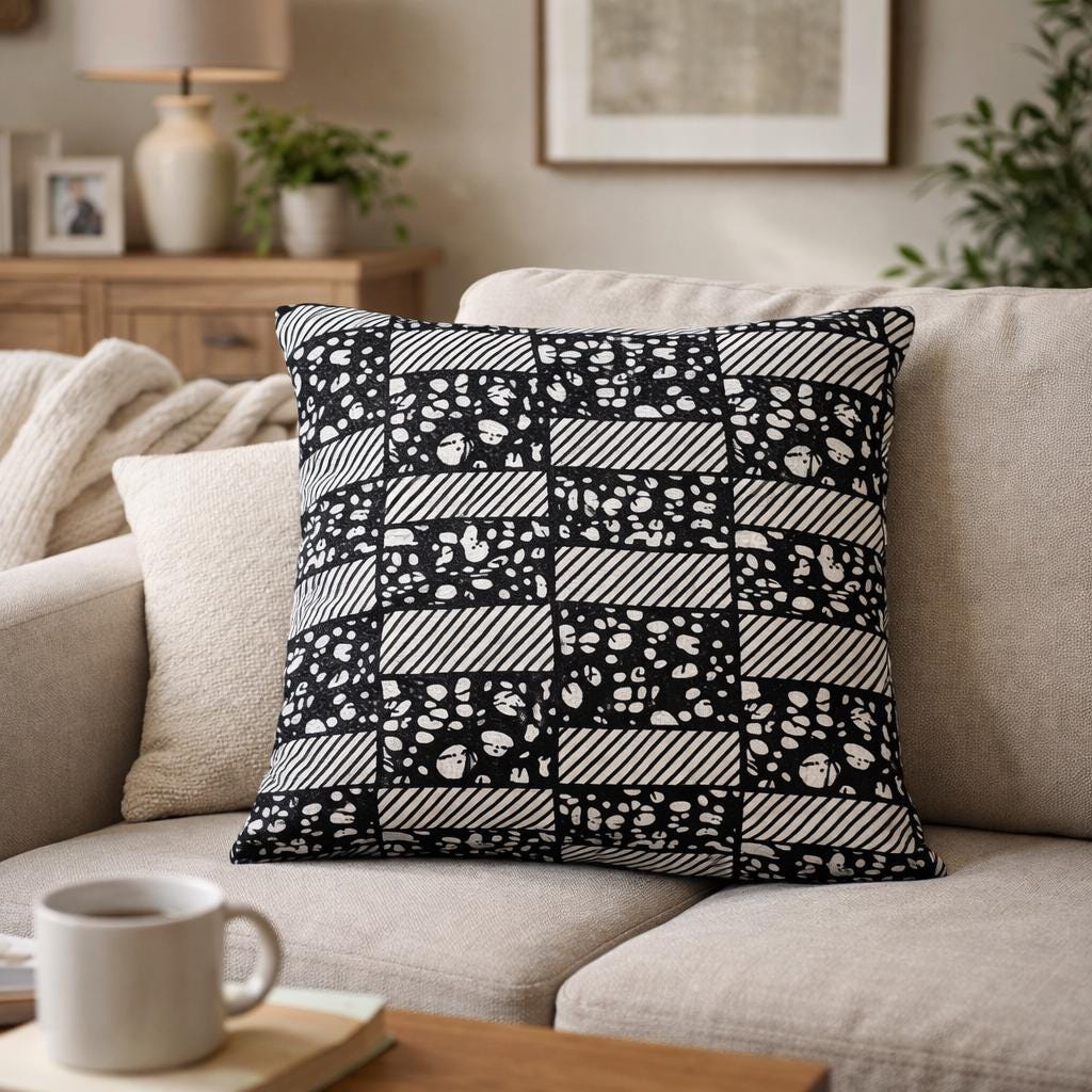 Authentic Hollandais African Ankara Wax Pillow Cover, Currently One of a Kind