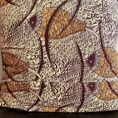 Authentic Ankara-Style Fish Pillow Cover 16 x 16 inches, Envelope Style