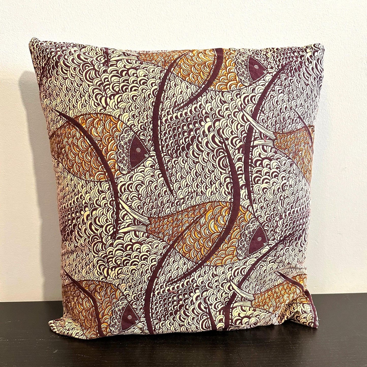 Authentic Ankara-Style Fish Pillow Cover 16 x 16 inches, Envelope Style