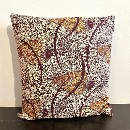Authentic Ankara-Style Fish Pillow Cover 16 x 16 inches, Envelope Style