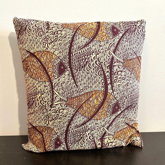 Authentic Ankara-Style Fish Pillow Cover 16 x 16 inches, Envelope Style