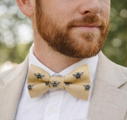 Mellow Yellow Bee Bow Tie, Clip On