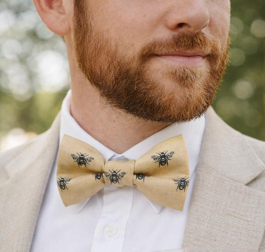 Mellow Yellow Bee Bow Tie, Clip On