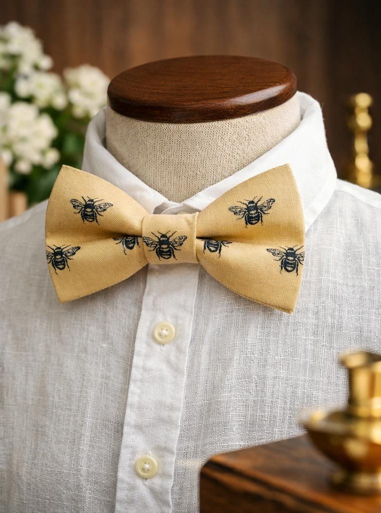 Mellow Yellow Bee Bow Tie, Clip On