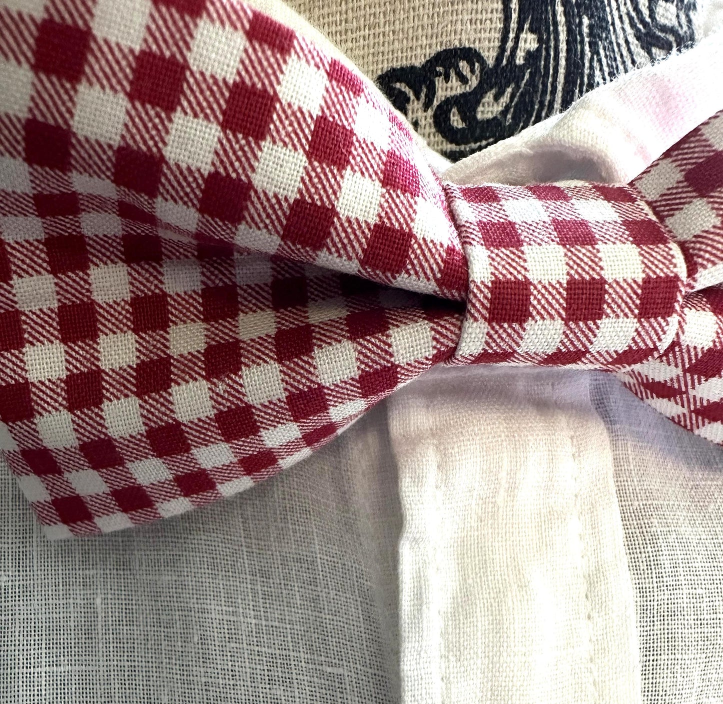 Classic Red Gingham Bow Tie | Handmade Vintage-Inspired Style, 100% Cotton, ClipOn