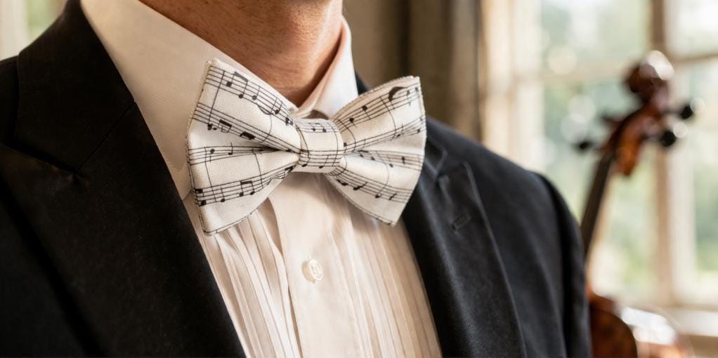Music Note Bow Tie | Gift for Music Lovers, Teachers & Dads