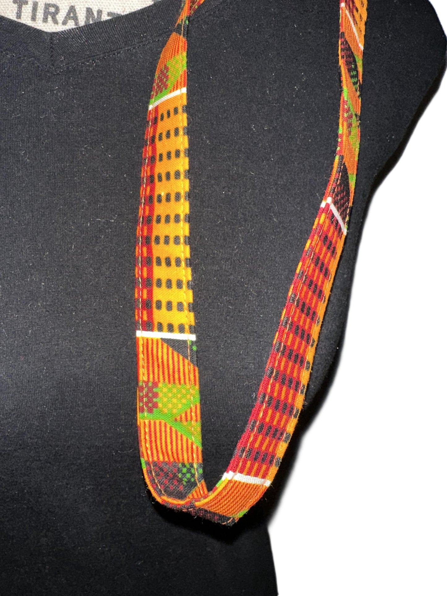 Kente-Inspired Print Lanyard – African Fabric Key Holder, Cultural ID Strap
