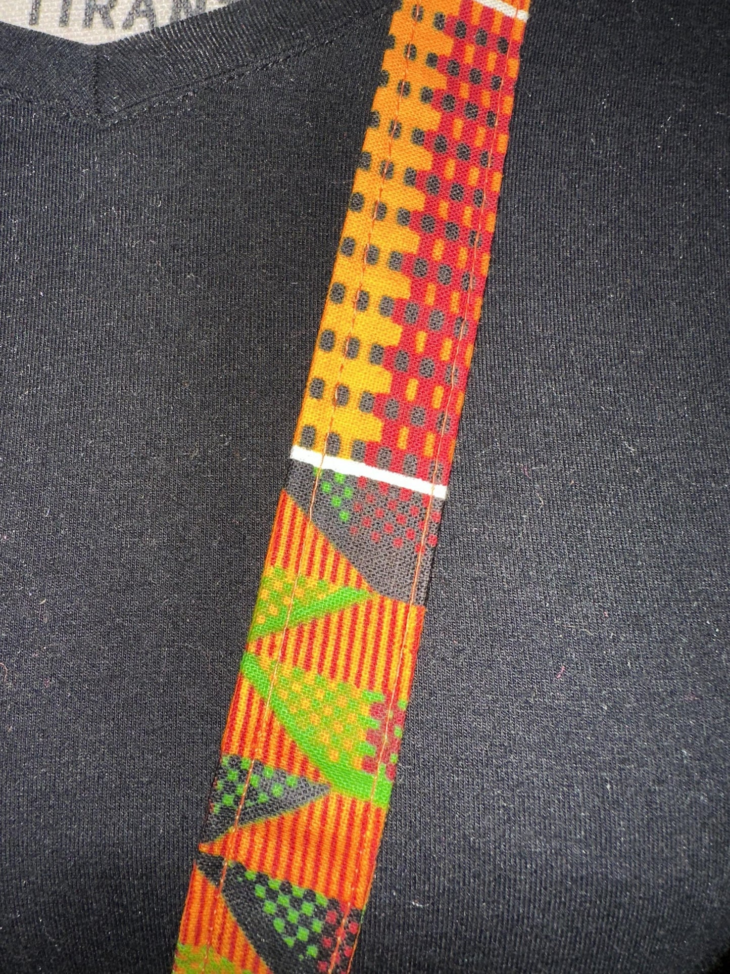 Kente-Inspired Print Lanyard – African Fabric Key Holder, Cultural ID Strap