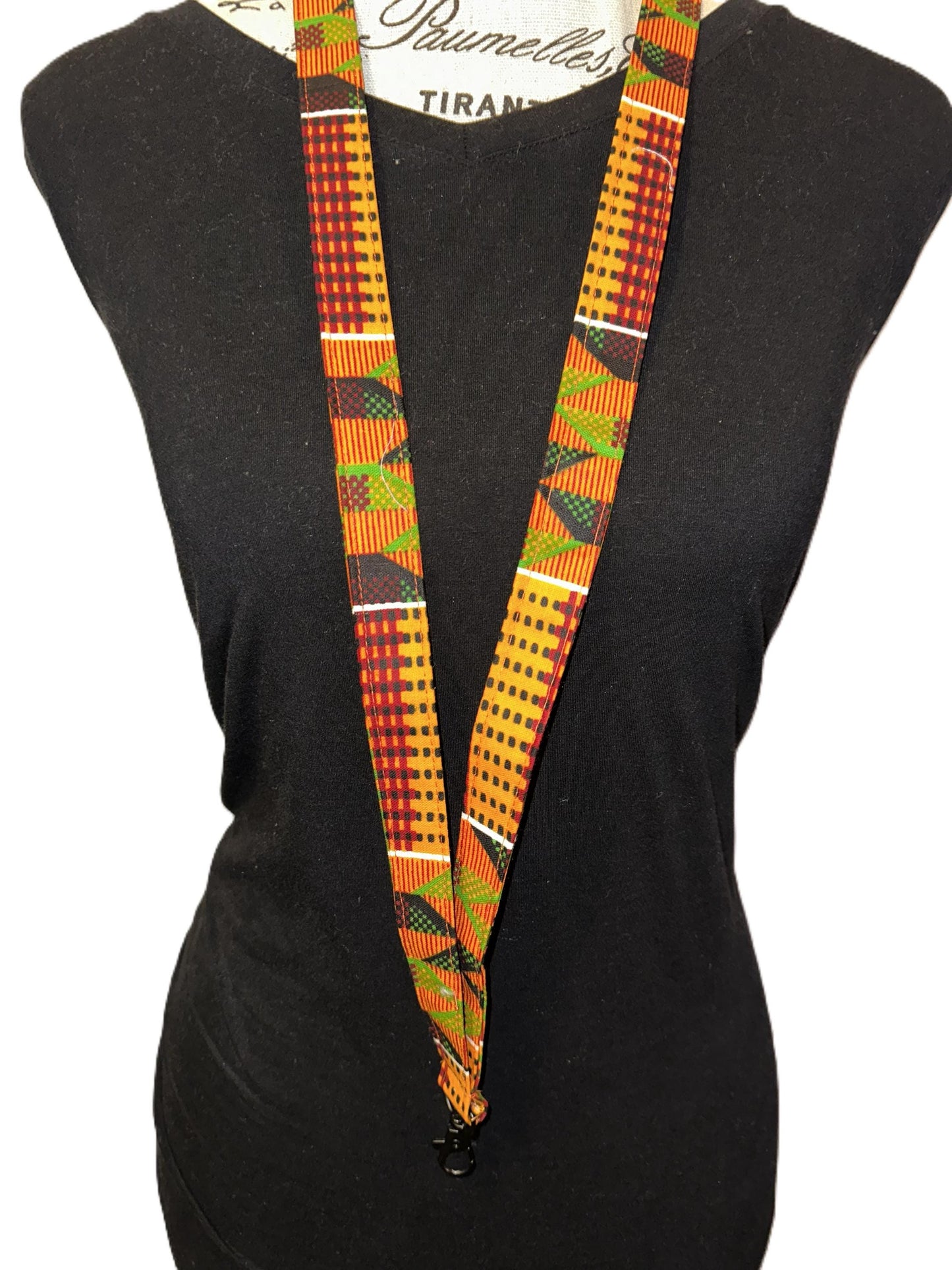 Kente-Inspired Print Lanyard – African Fabric Key Holder, Cultural ID Strap