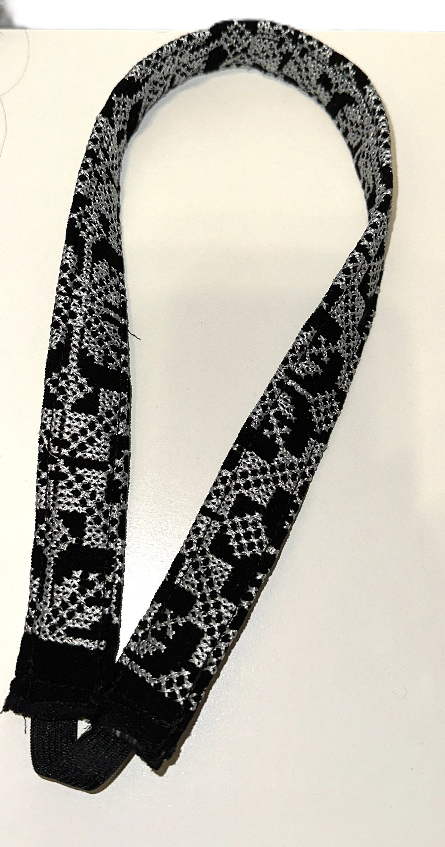 Silver and Black Tatreez Headband, with Elastic