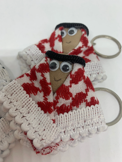 Bedouin Keychain, Red/White or Black/White