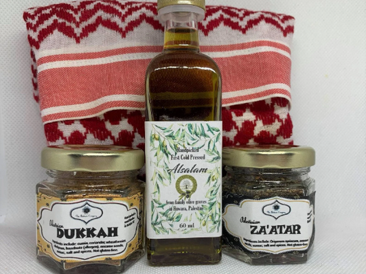 Palestinian Olive Oil with Palestinian Zaatar & Dukkha, Great Gift Set