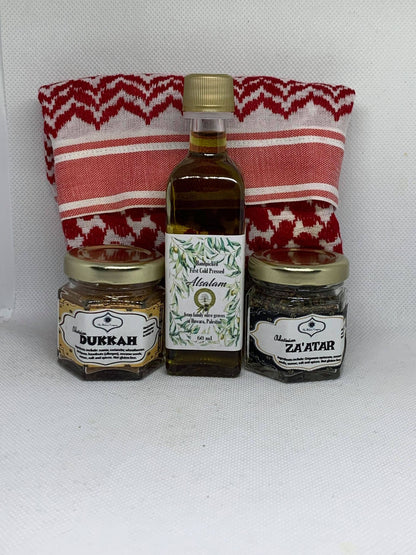 Set of 12 - Palestinian Olive Oil, Palestinian Zaatar and Dukkha