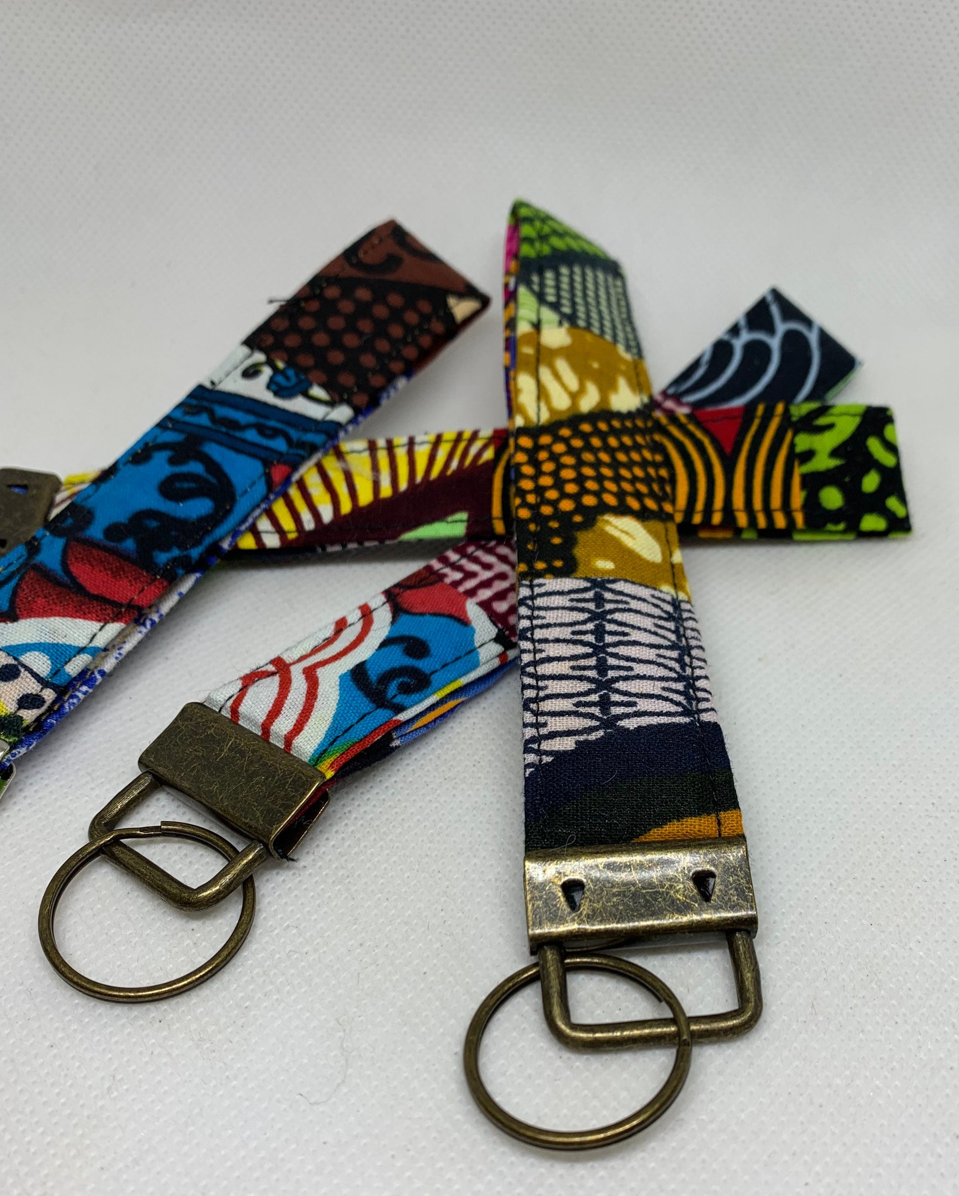 African Print and Leather Key Fob | Wristlet | Key Holder